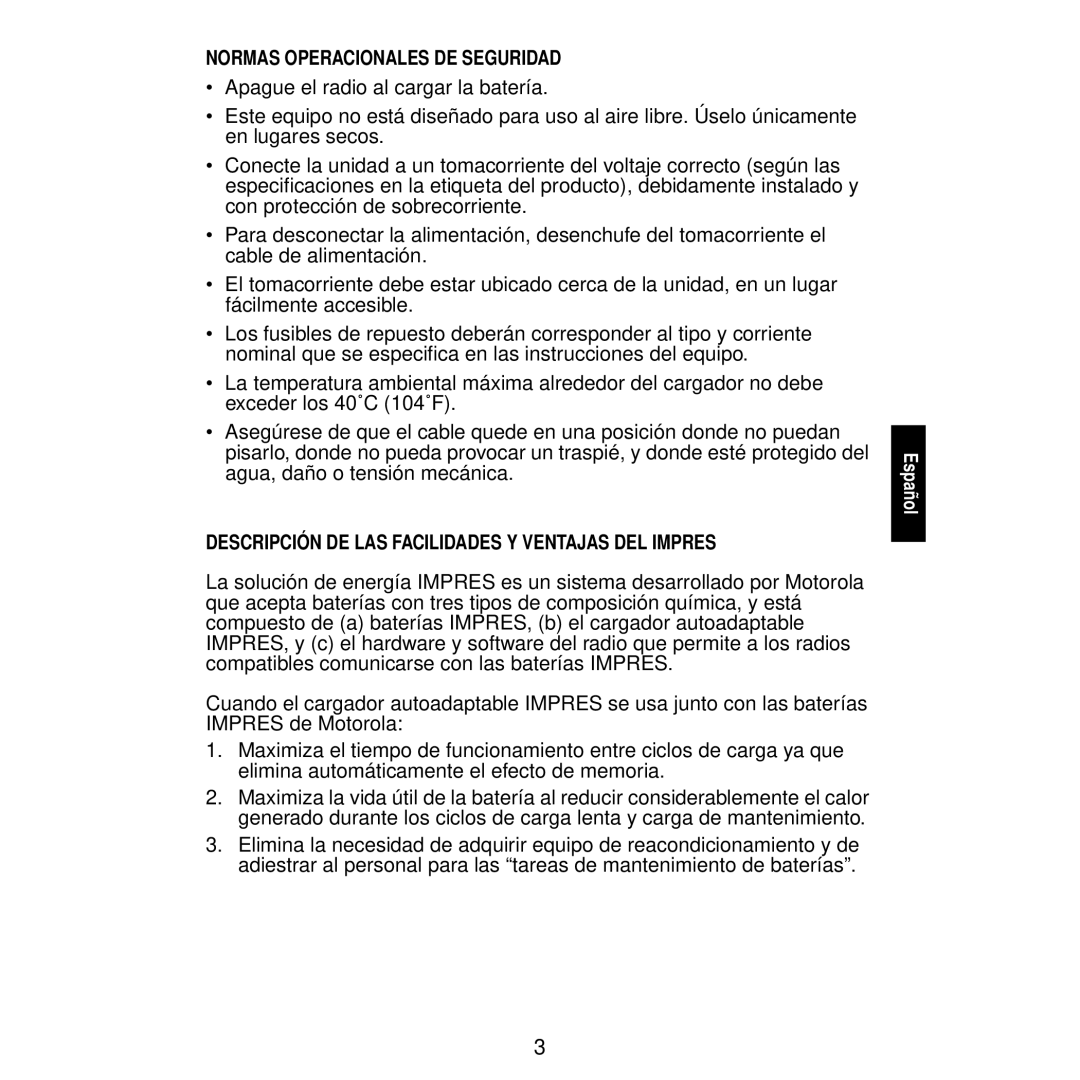 Motorola WPLN4112, WPLN4116 manual Normas Operacionales DE Seguridad, Descripción DE LAS Facilidades Y Ventajas DEL Impres 