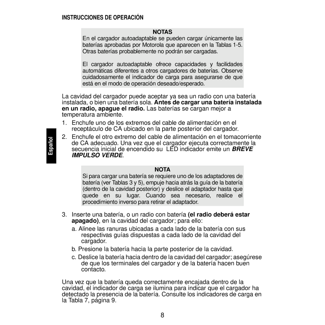 Motorola WPLN4114, WPLN4116, WPLN4115, WPLN4111, WPLN4113, WPLN4122, WPLN4117, WPLN4112 manual Instrucciones DE Operación 