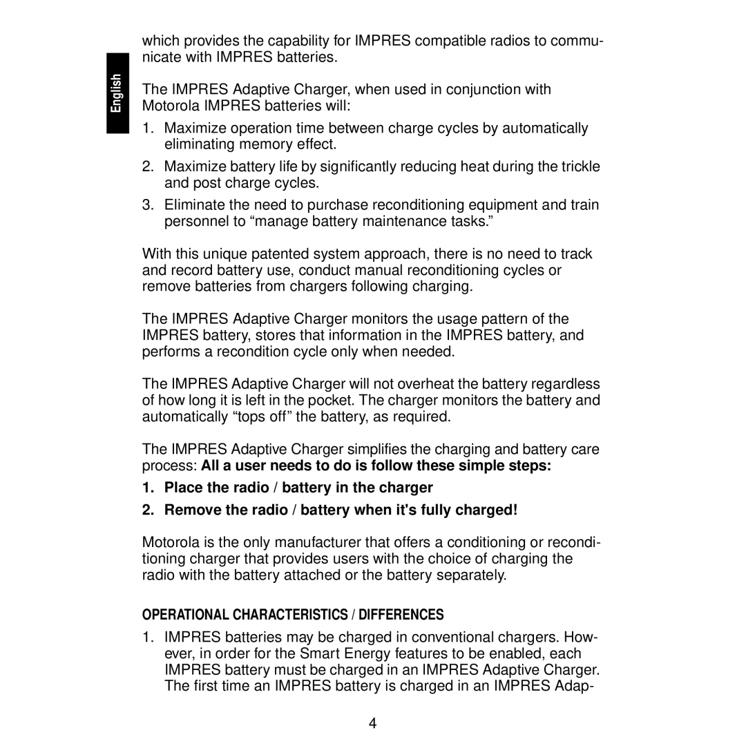 Motorola WPLN4117, WPLN4116, WPLN4115, WPLN4111, WPLN4113, WPLN4114, WPLN4122 manual Operational Characteristics / Differences 