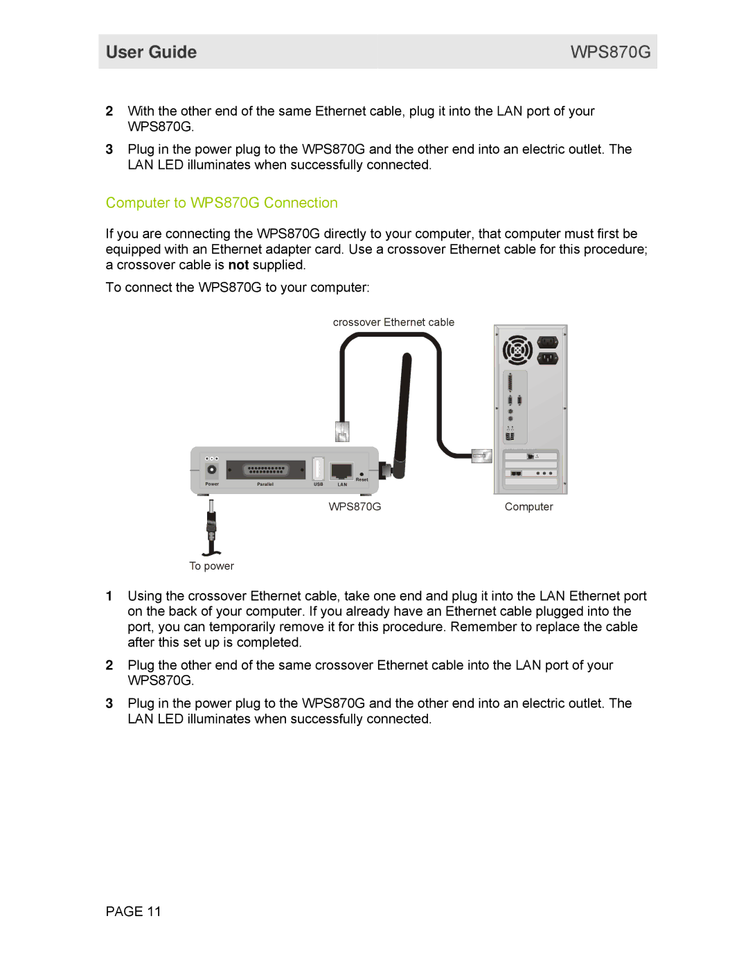 Motorola manual Computer to WPS870G Connection 