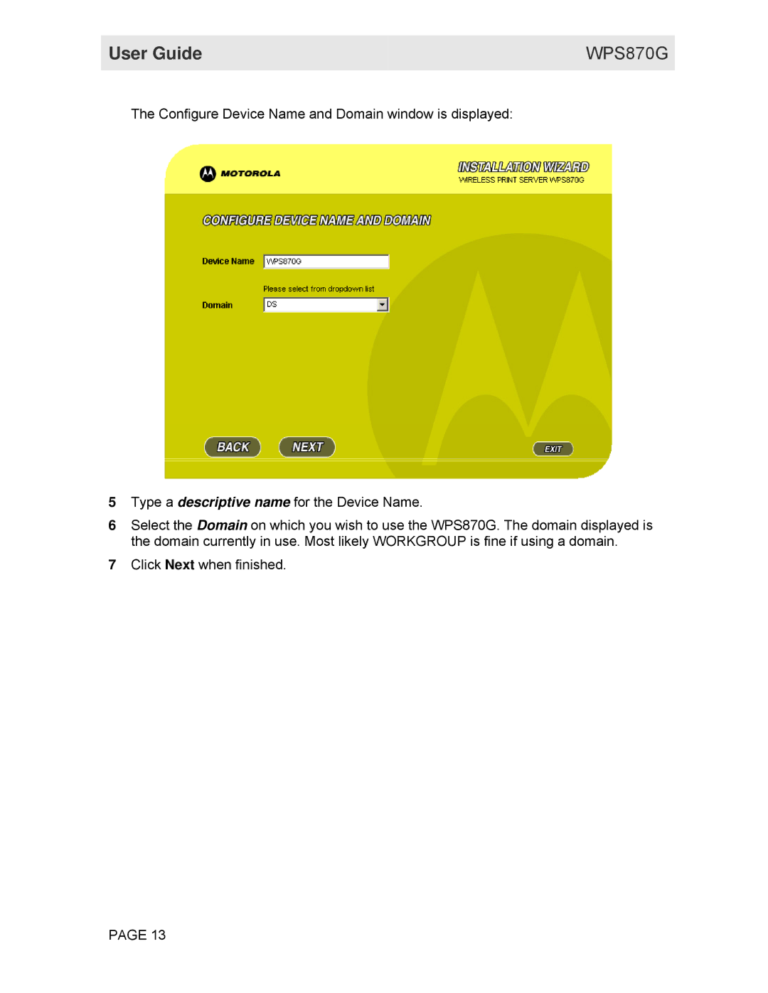 Motorola WPS870G manual 