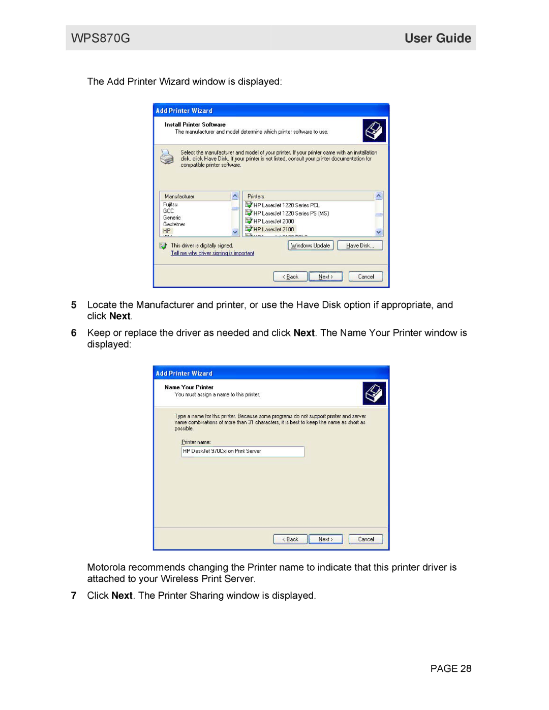 Motorola WPS870G manual User Guide 