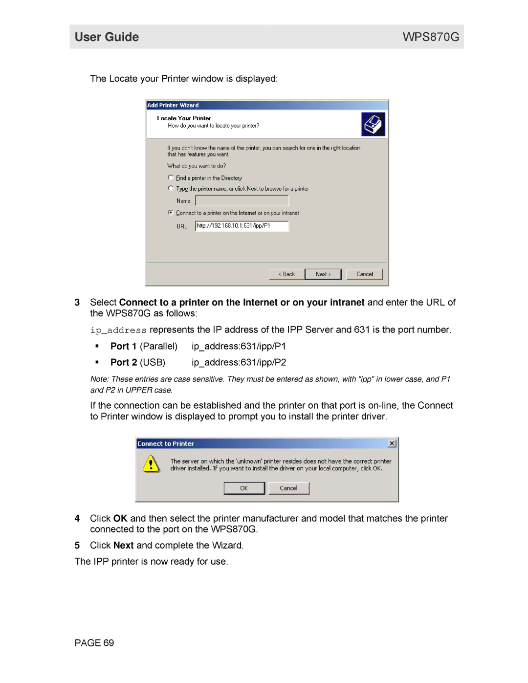 Motorola WPS870G manual Usb 