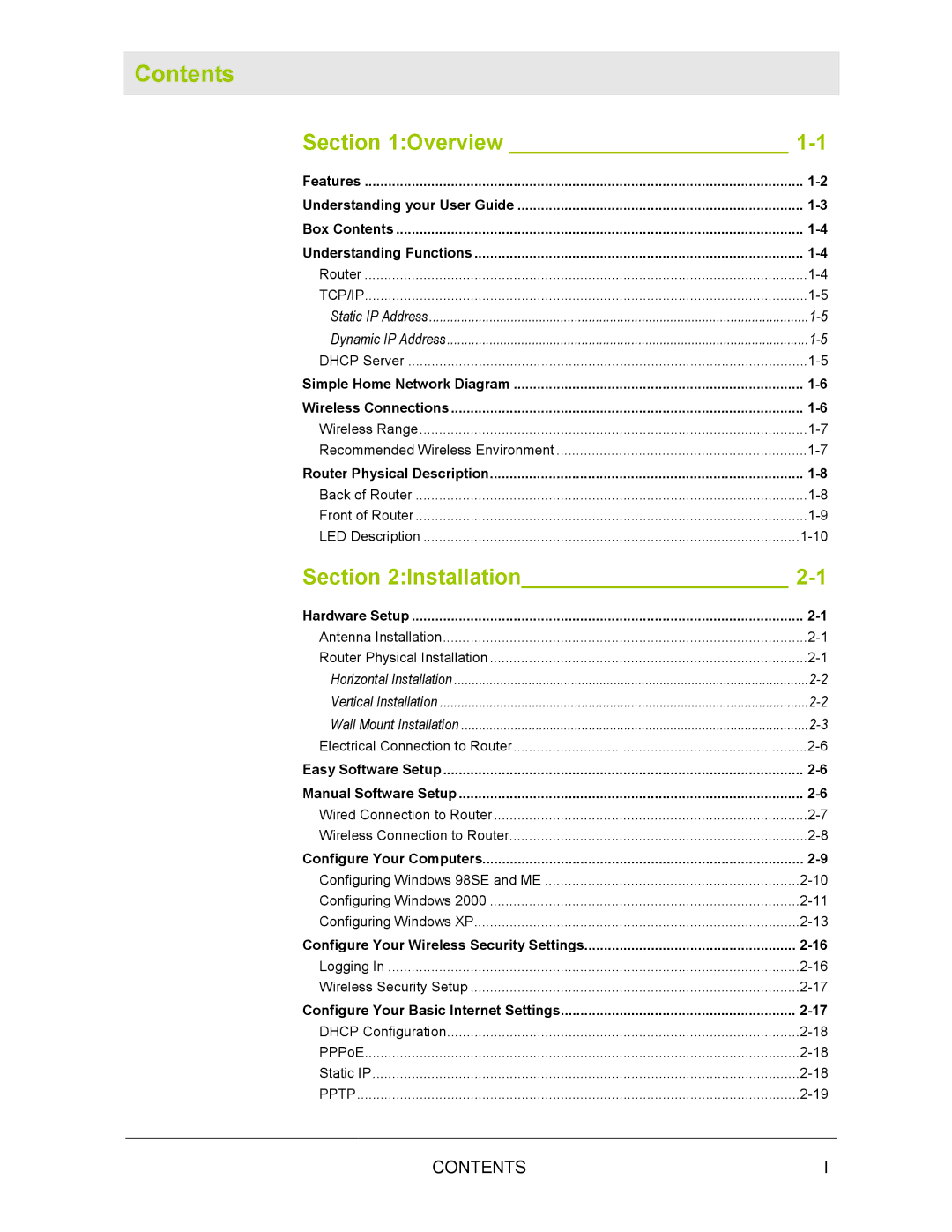 Motorola WR850G manual Contents 