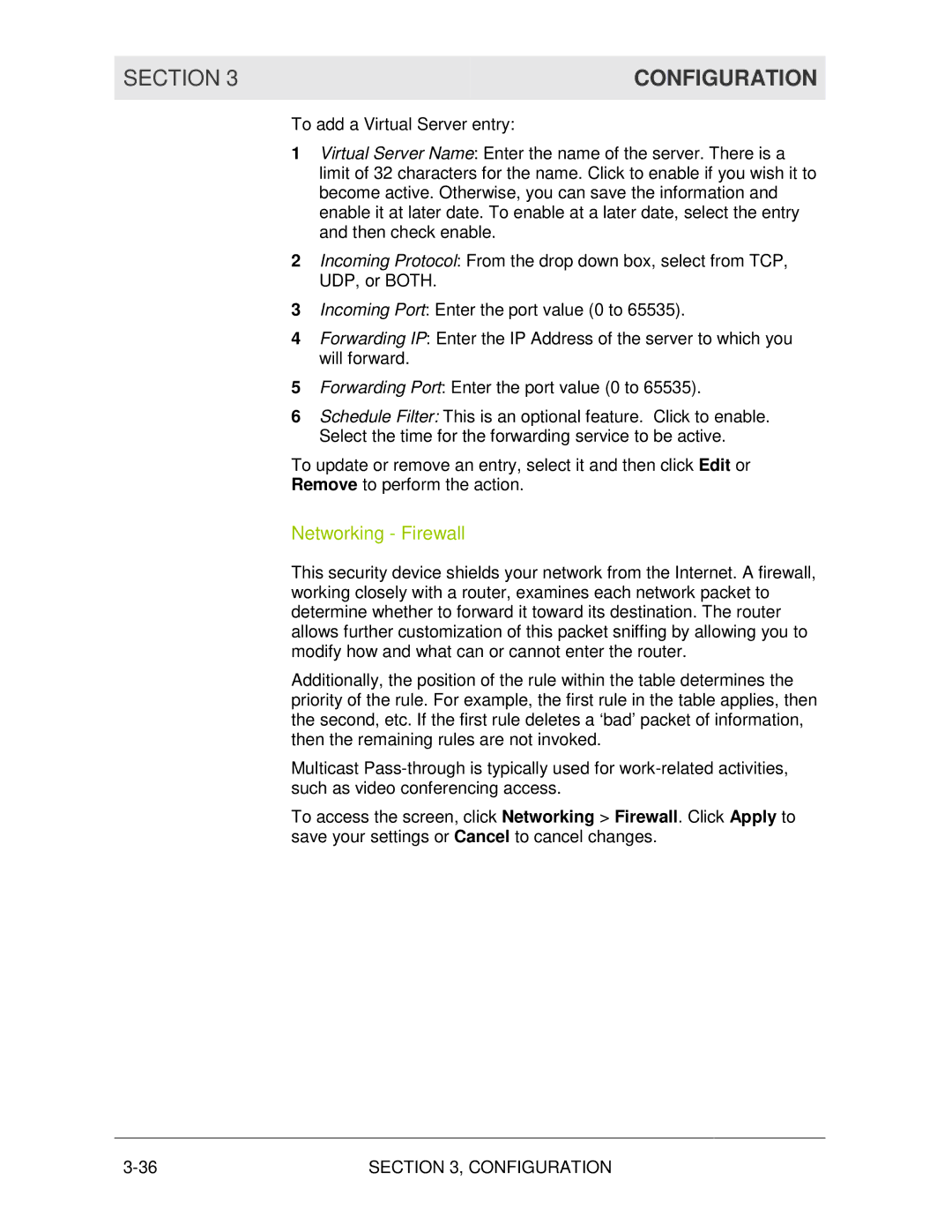 Motorola WR850G manual Networking Firewall 