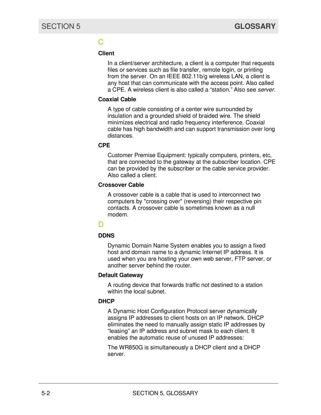 Motorola WR850G manual Glossary, Cpe, Ddns, Dhcp 