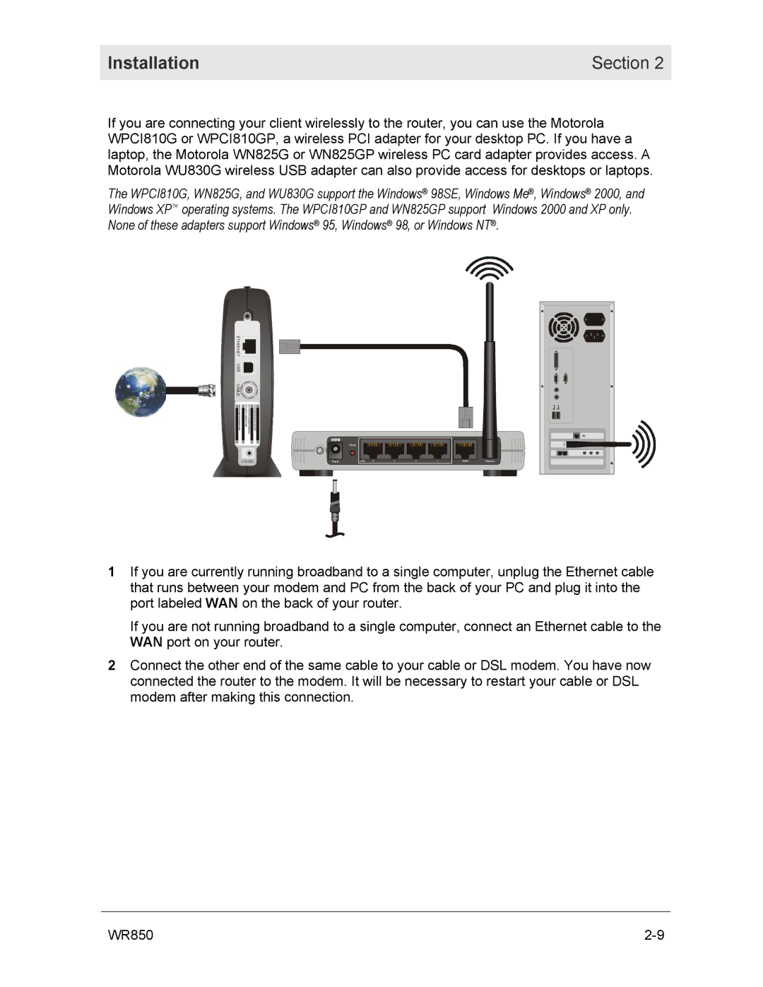 Motorola WR850GP manual Ethernet 