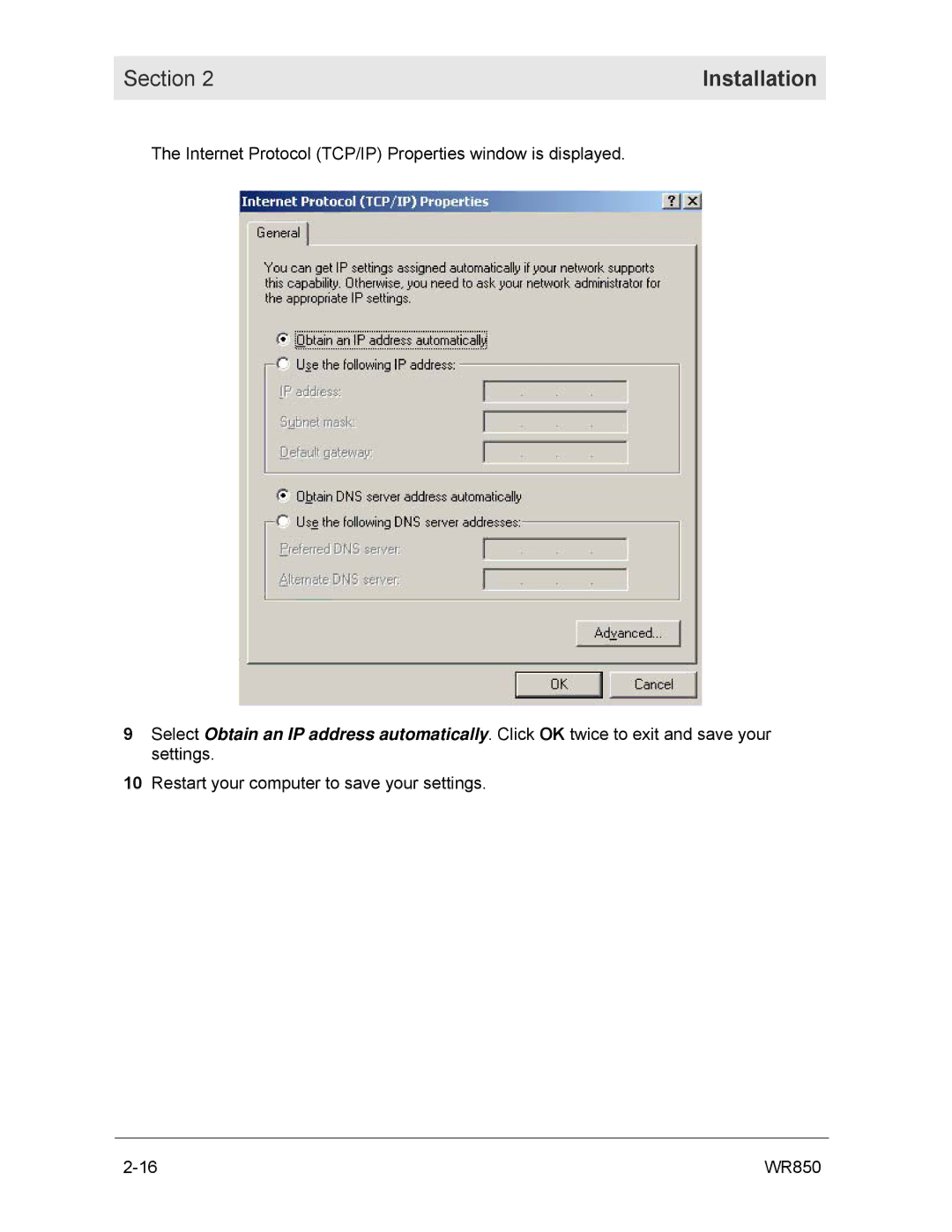 Motorola WR850GP manual Installation 