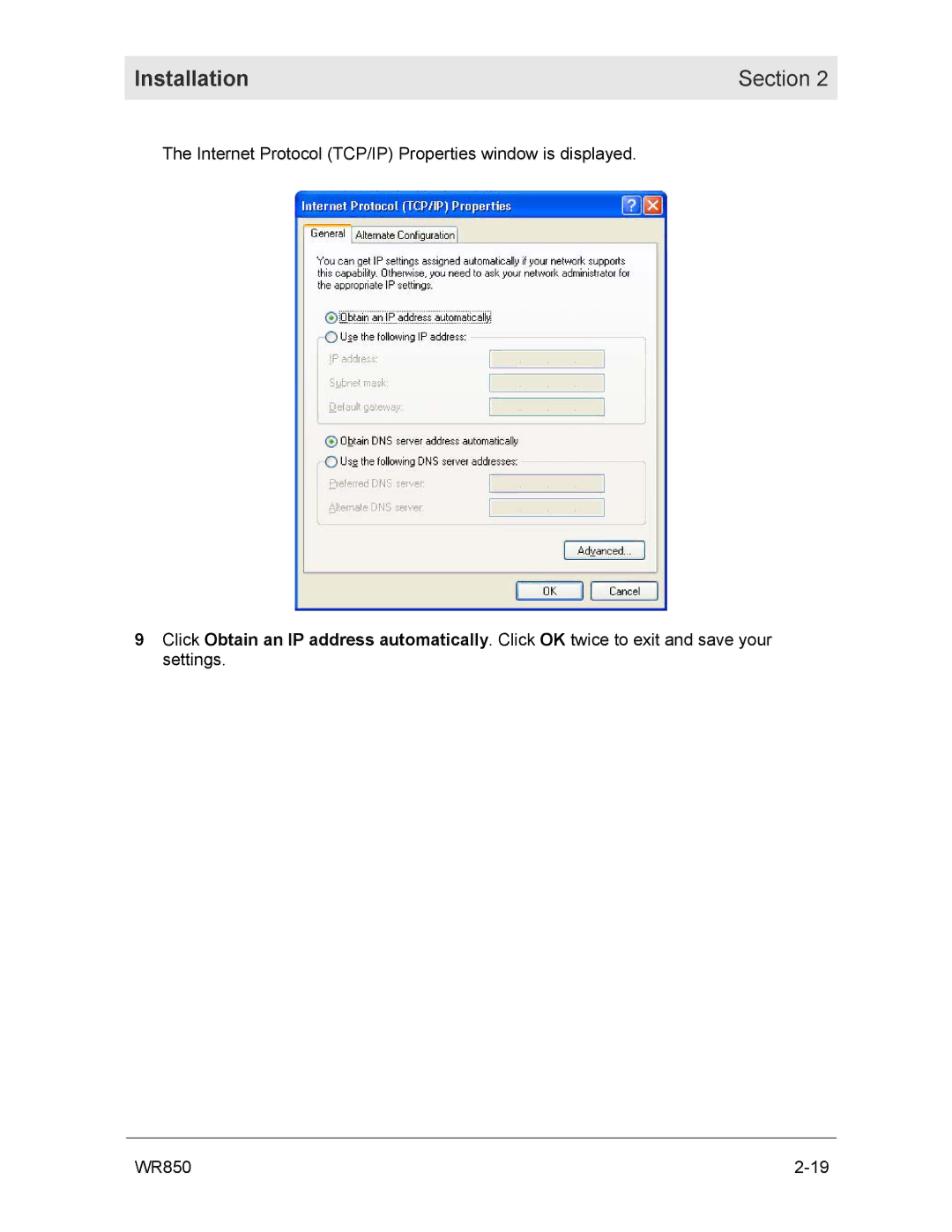 Motorola WR850GP manual Installation Section 