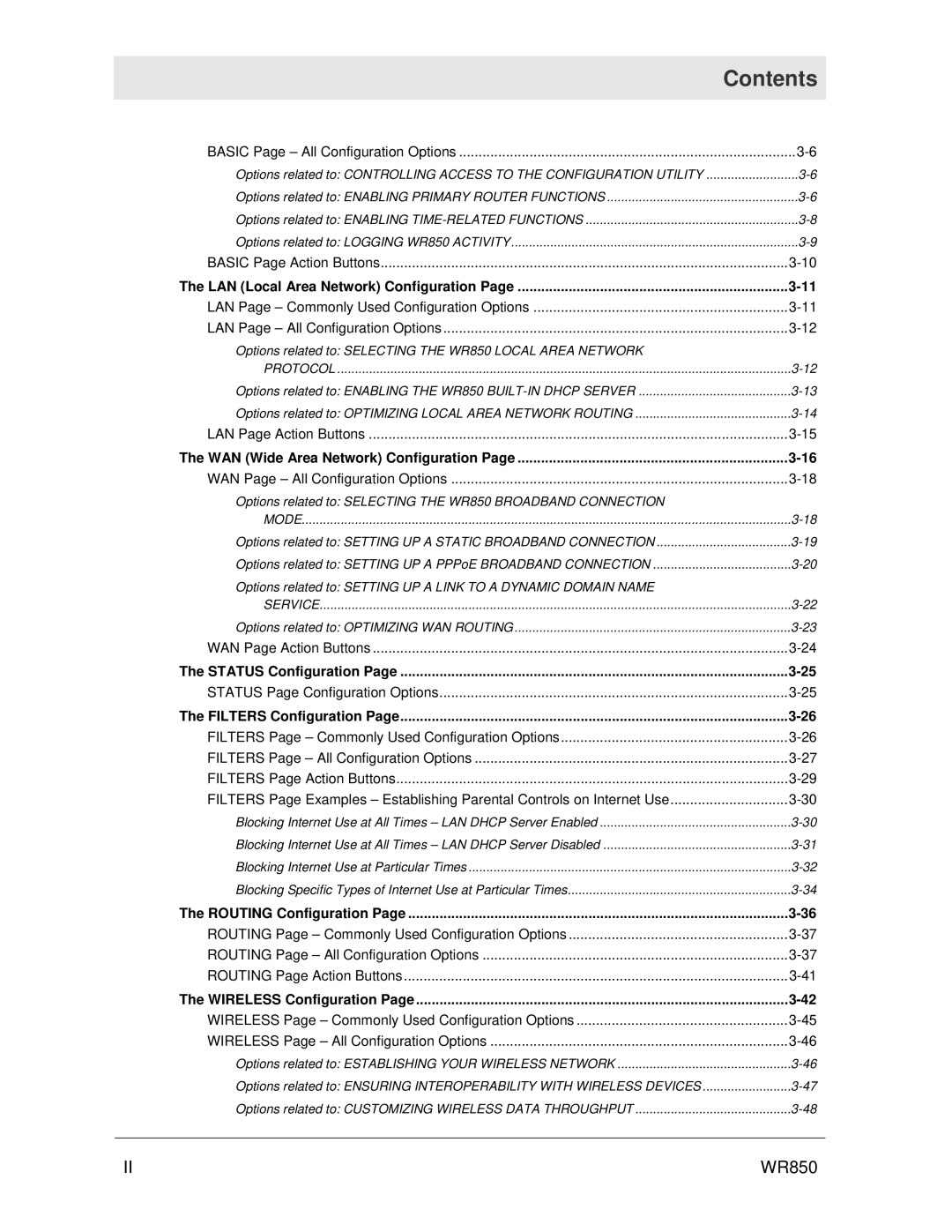 Motorola WR850GP manual Contents 