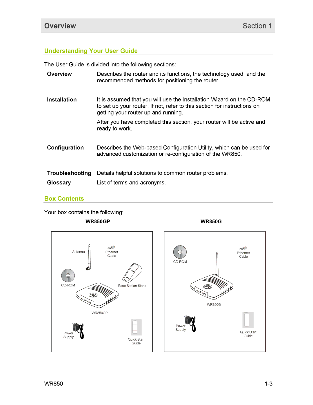 Motorola WR850GP manual Understanding Your User Guide, Box Contents 