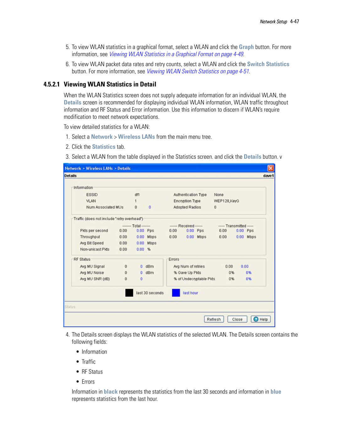 Motorola WS5100 manual 4.5.2.1Viewing WLAN Statistics in Detail 