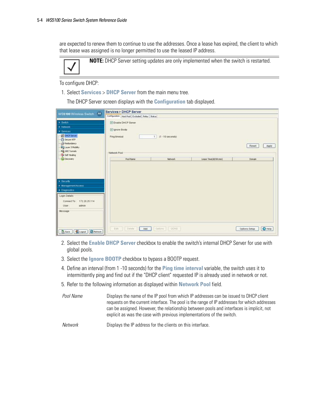 Motorola WS5100 manual To configure DHCP 