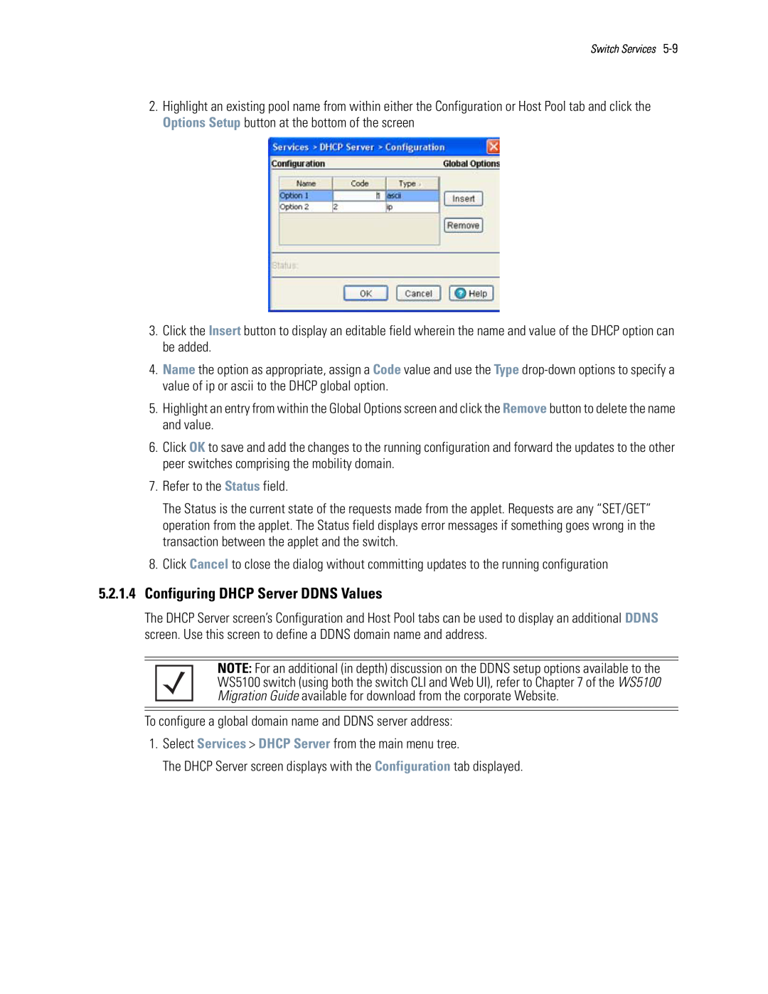 Motorola WS5100 manual 5.2.1.4Configuring DHCP Server DDNS Values 