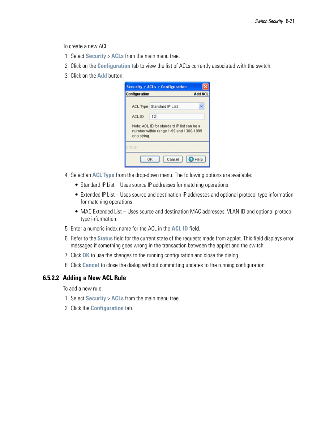 Motorola WS5100 manual 6.5.2.2Adding a New ACL Rule 
