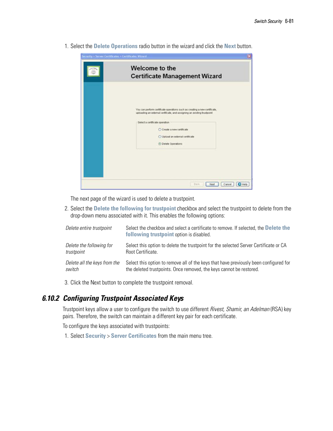 Motorola WS5100 manual 6.10.2Configuring Trustpoint Associated Keys 
