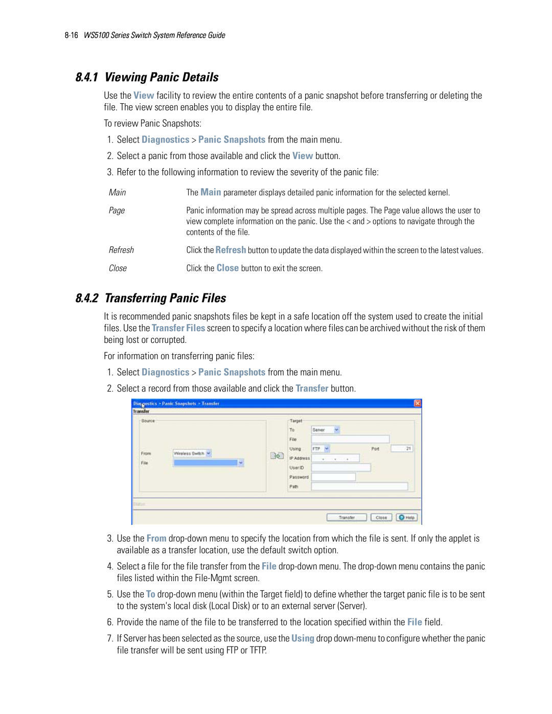 Motorola WS5100 manual Viewing Panic Details, Transferring Panic Files 