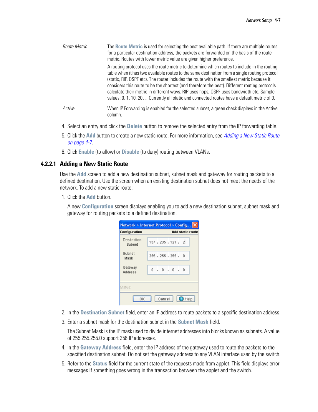 Motorola WS5100 manual 4.2.2.1Adding a New Static Route 