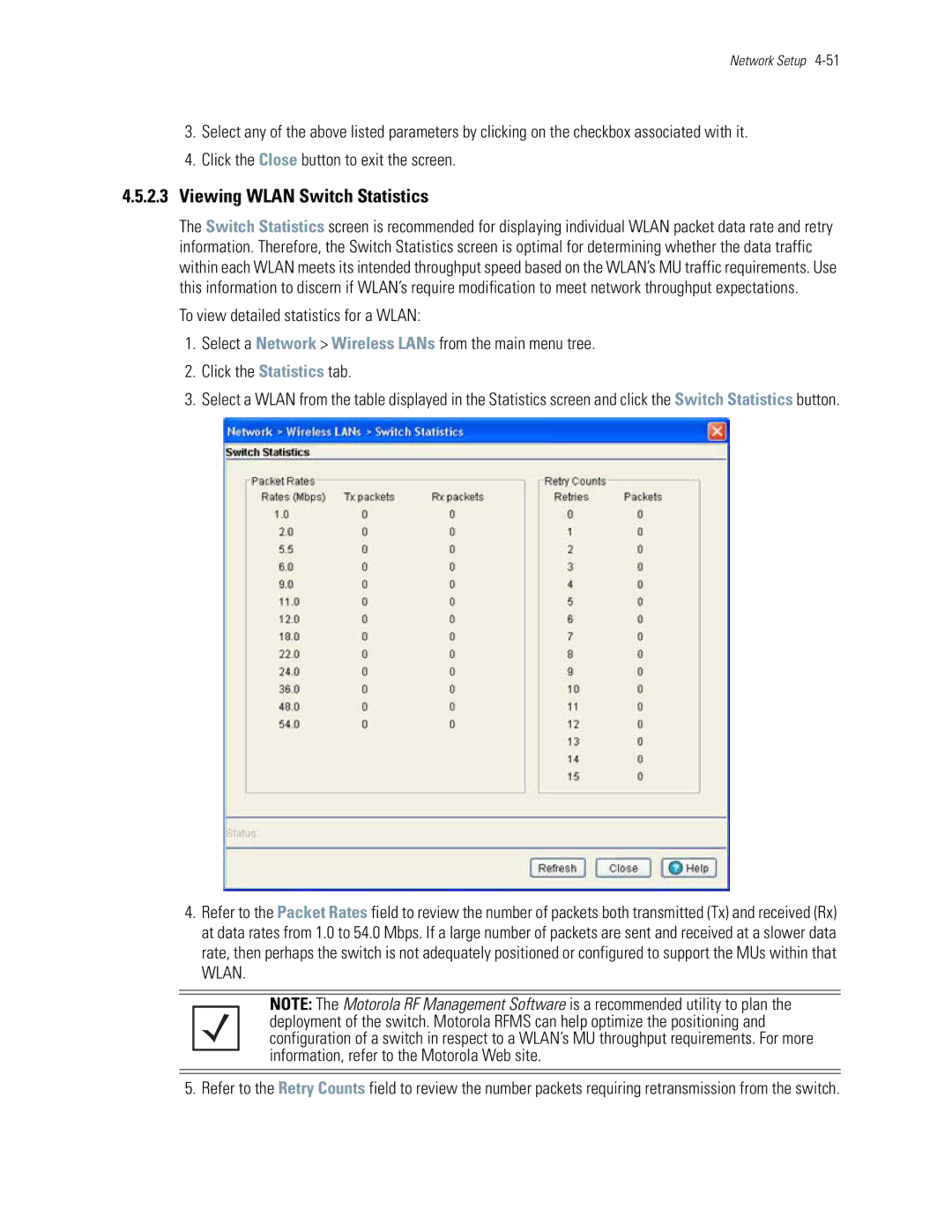 Motorola WS5100 manual Viewing Wlan Switch Statistics 