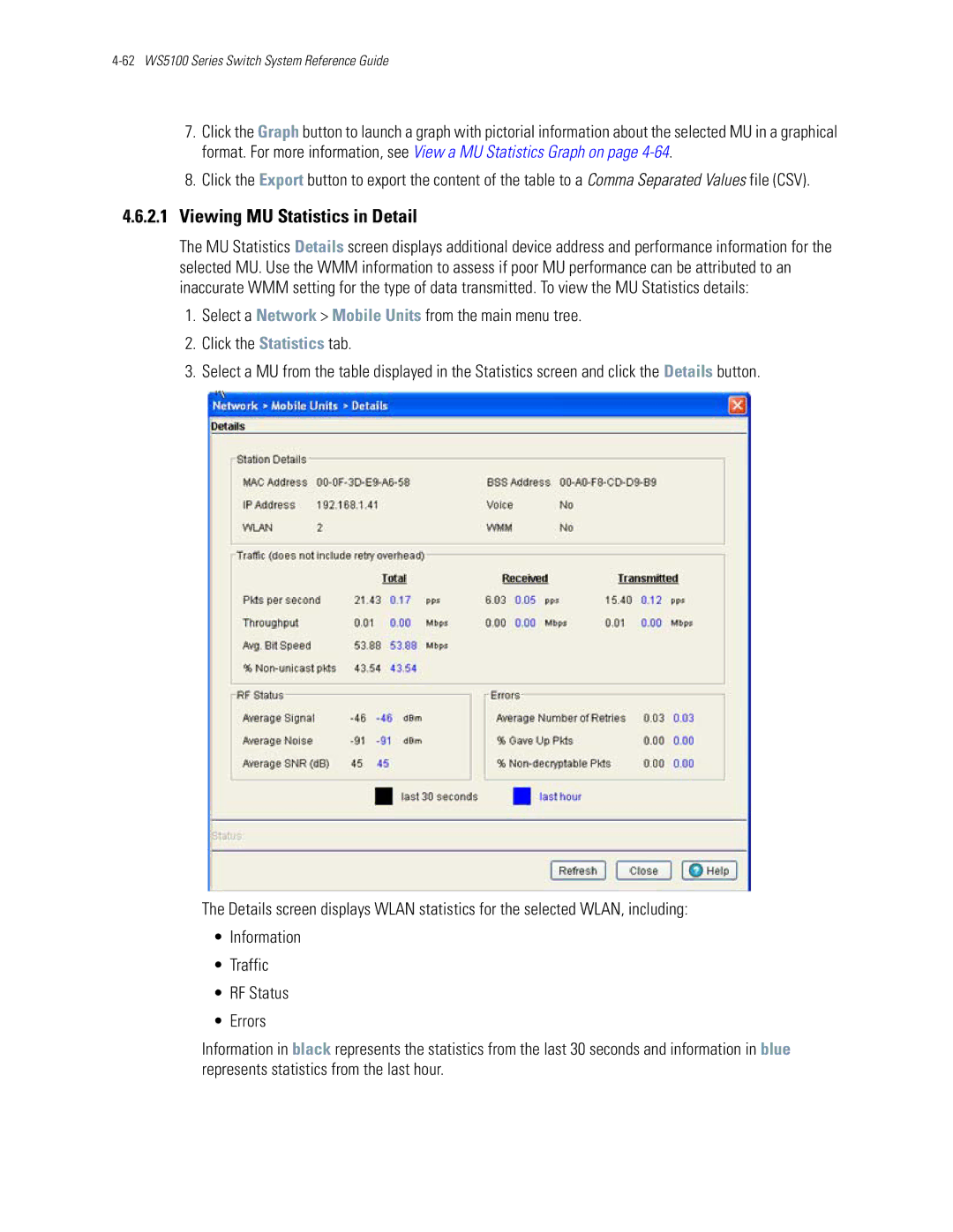 Motorola WS5100 manual Viewing MU Statistics in Detail 