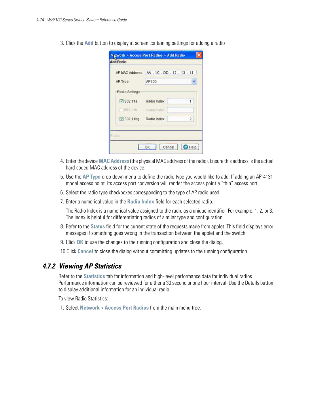 Motorola WS5100 manual Viewing AP Statistics 