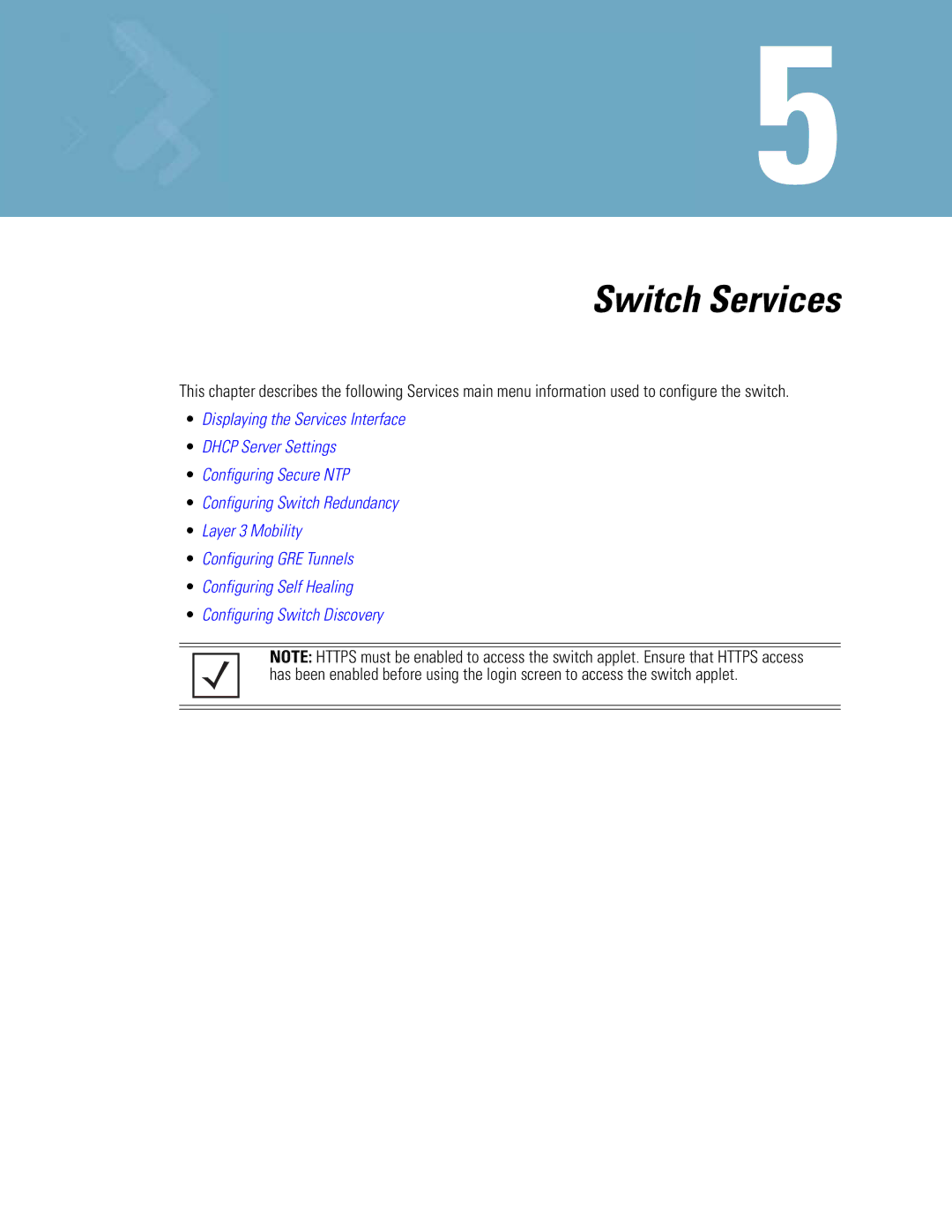 Motorola WS5100 manual Switch Services 