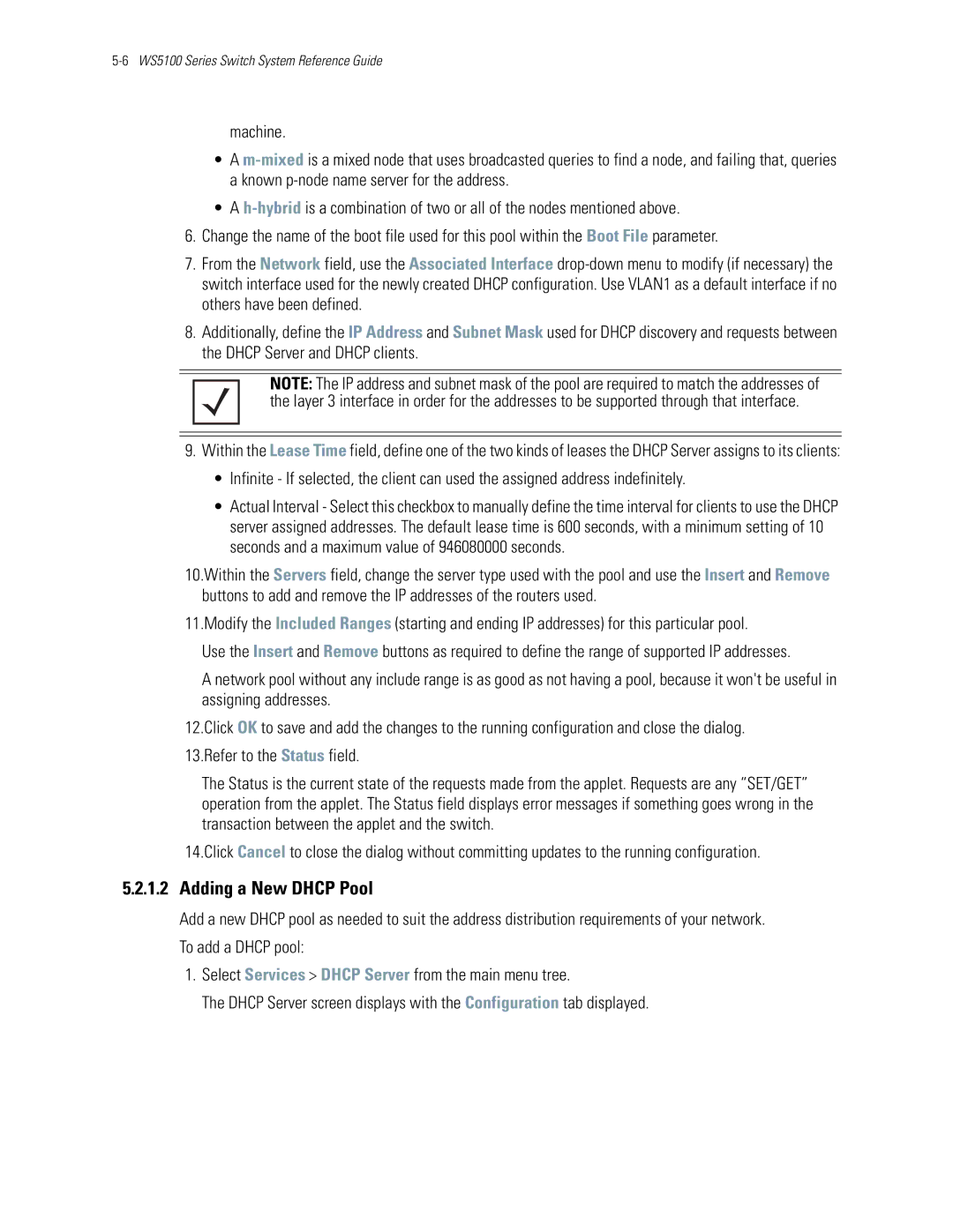 Motorola WS5100 manual Adding a New Dhcp Pool 