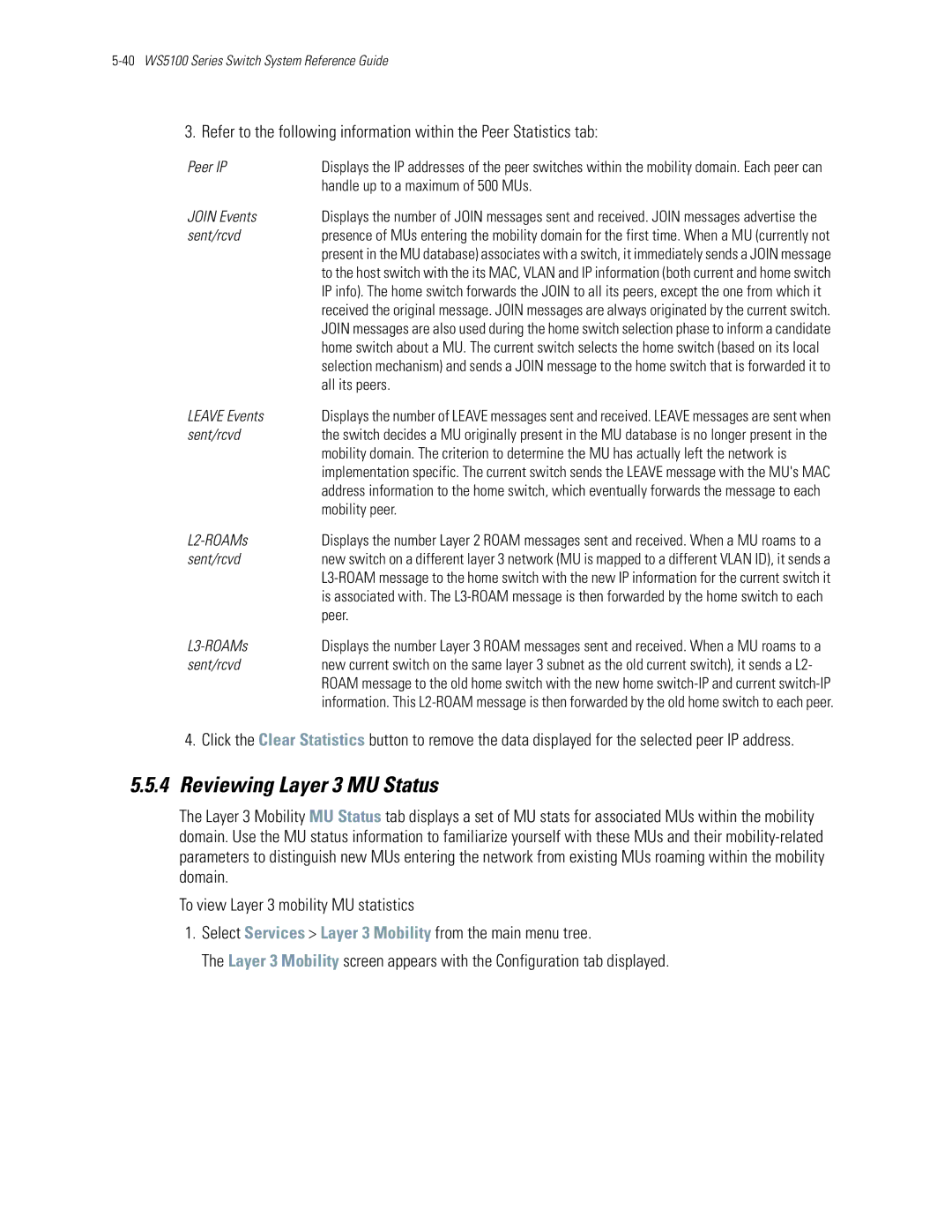 Motorola WS5100 manual Reviewing Layer 3 MU Status 