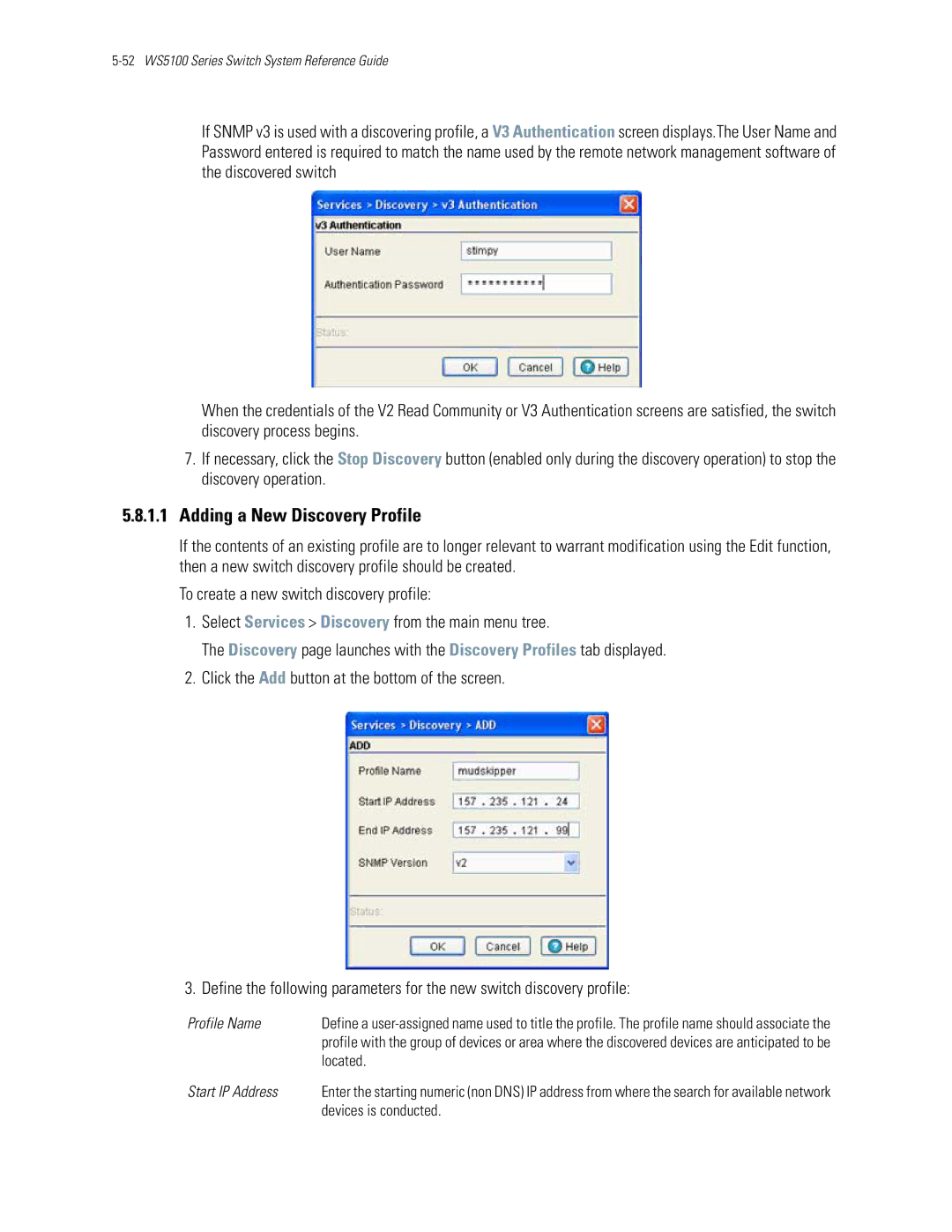 Motorola WS5100 manual Adding a New Discovery Profile 