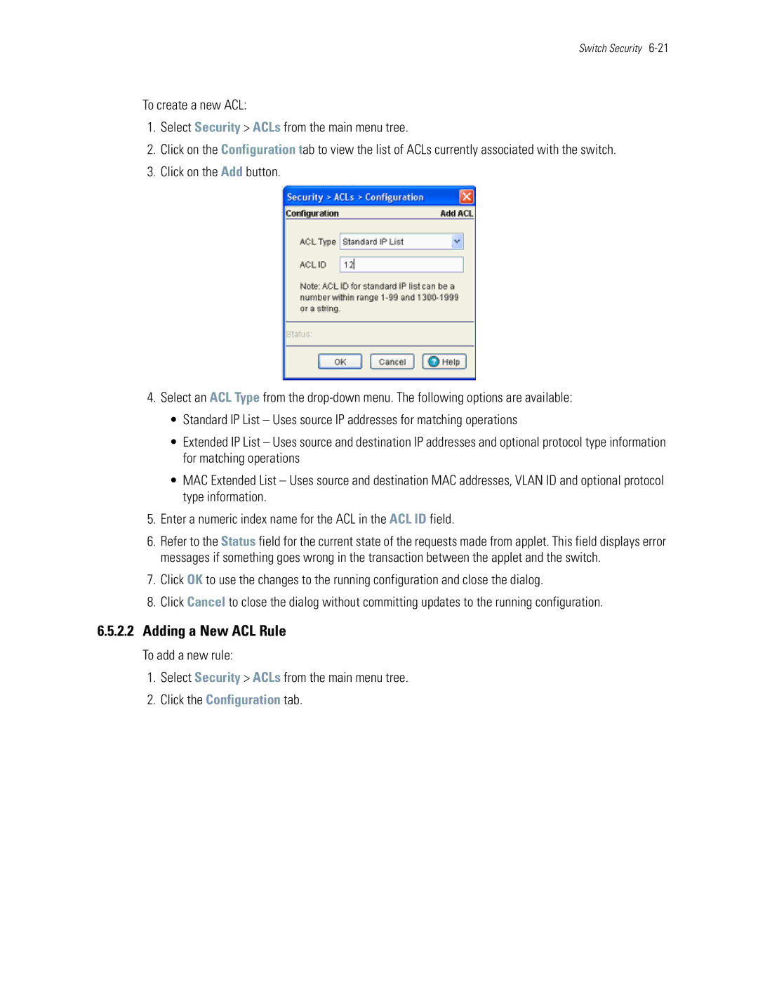 Motorola WS5100 manual Adding a New ACL Rule 