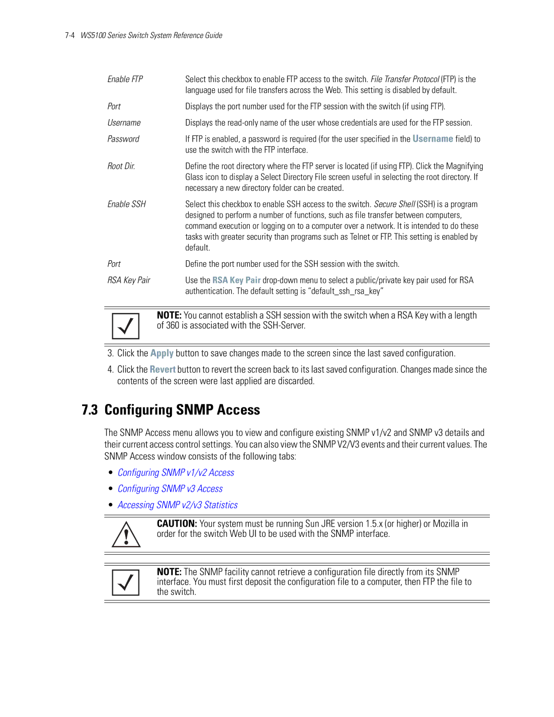 Motorola WS5100 manual Configuring Snmp Access, is associated with the SSH-Server 