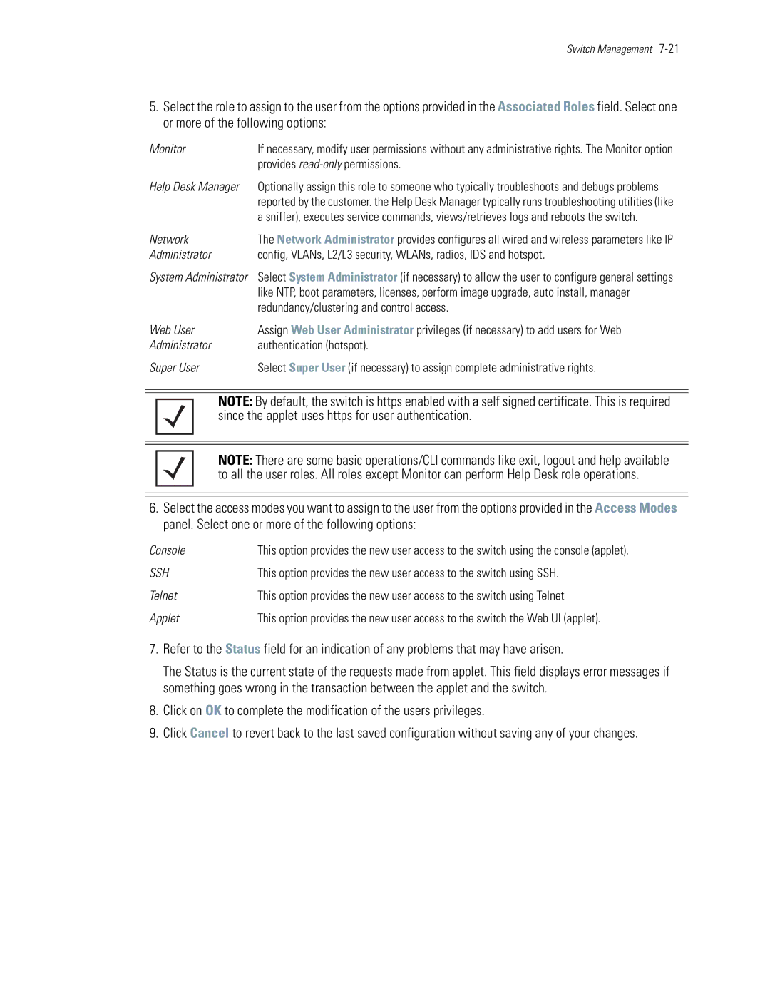 Motorola WS5100 manual Provides read-only permissions, Redundancy/clustering and control access 