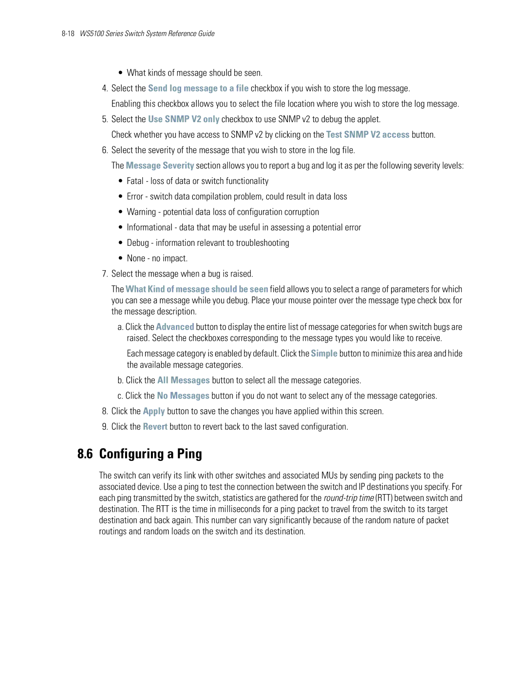 Motorola WS5100 manual Configuring a Ping 