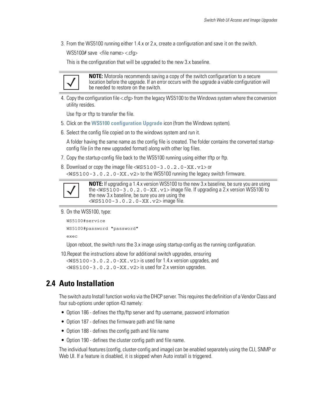 Motorola WS5100 manual Auto Installation 