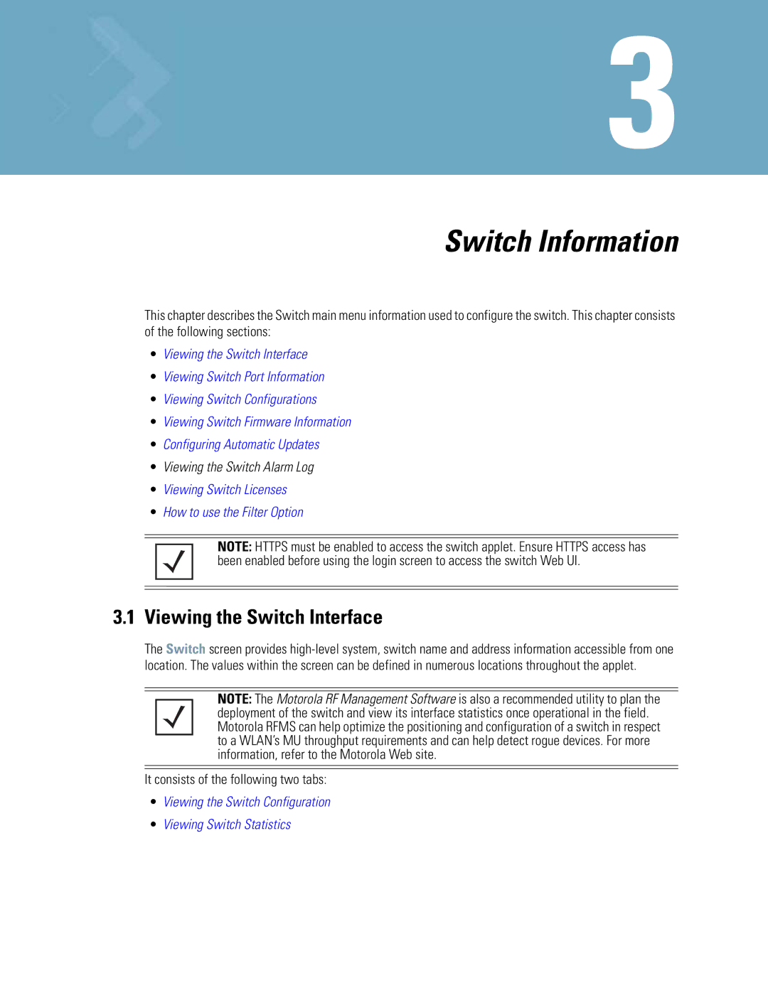 Motorola WS5100 manual Viewing the Switch Interface, It consists of the following two tabs 