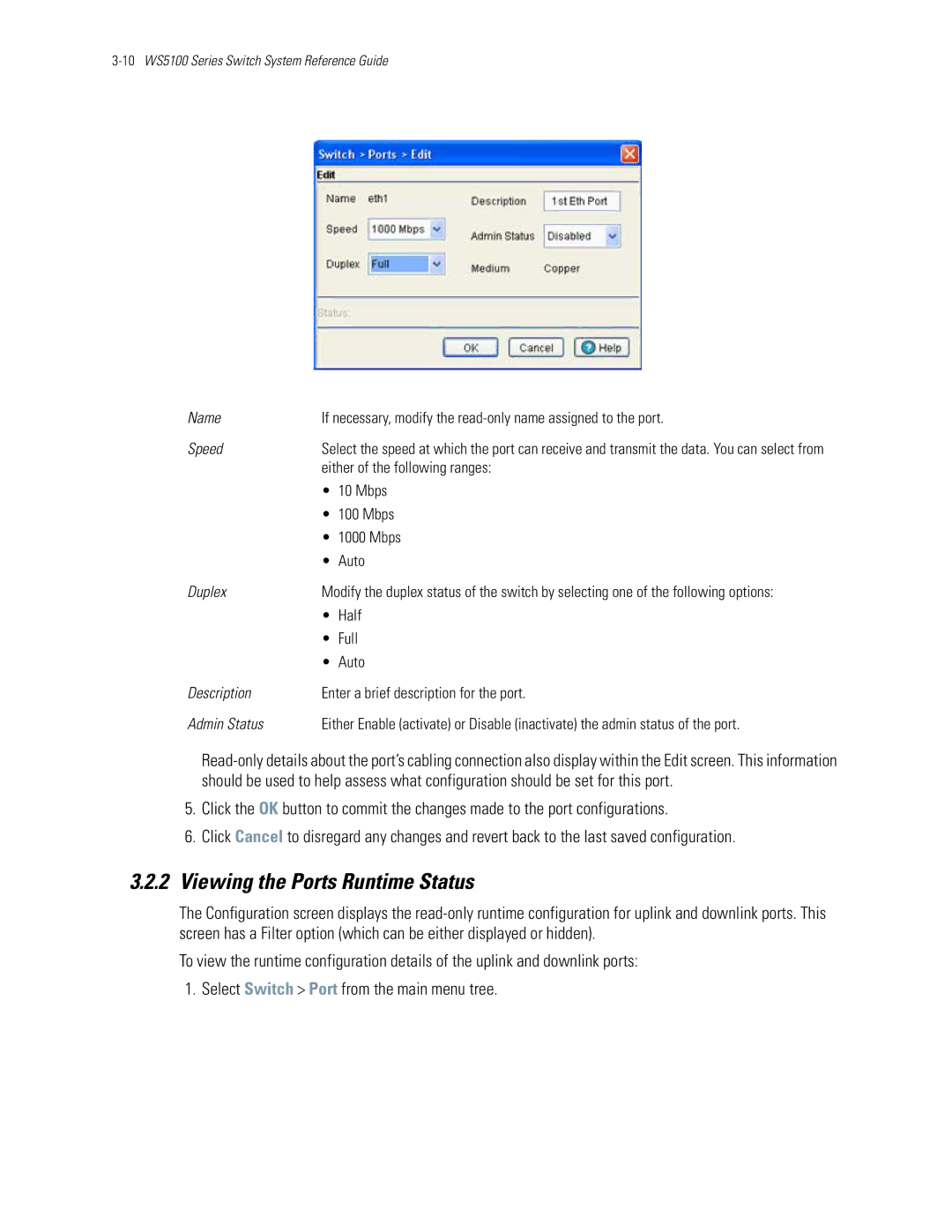 Motorola WS5100 manual Viewing the Ports Runtime Status 