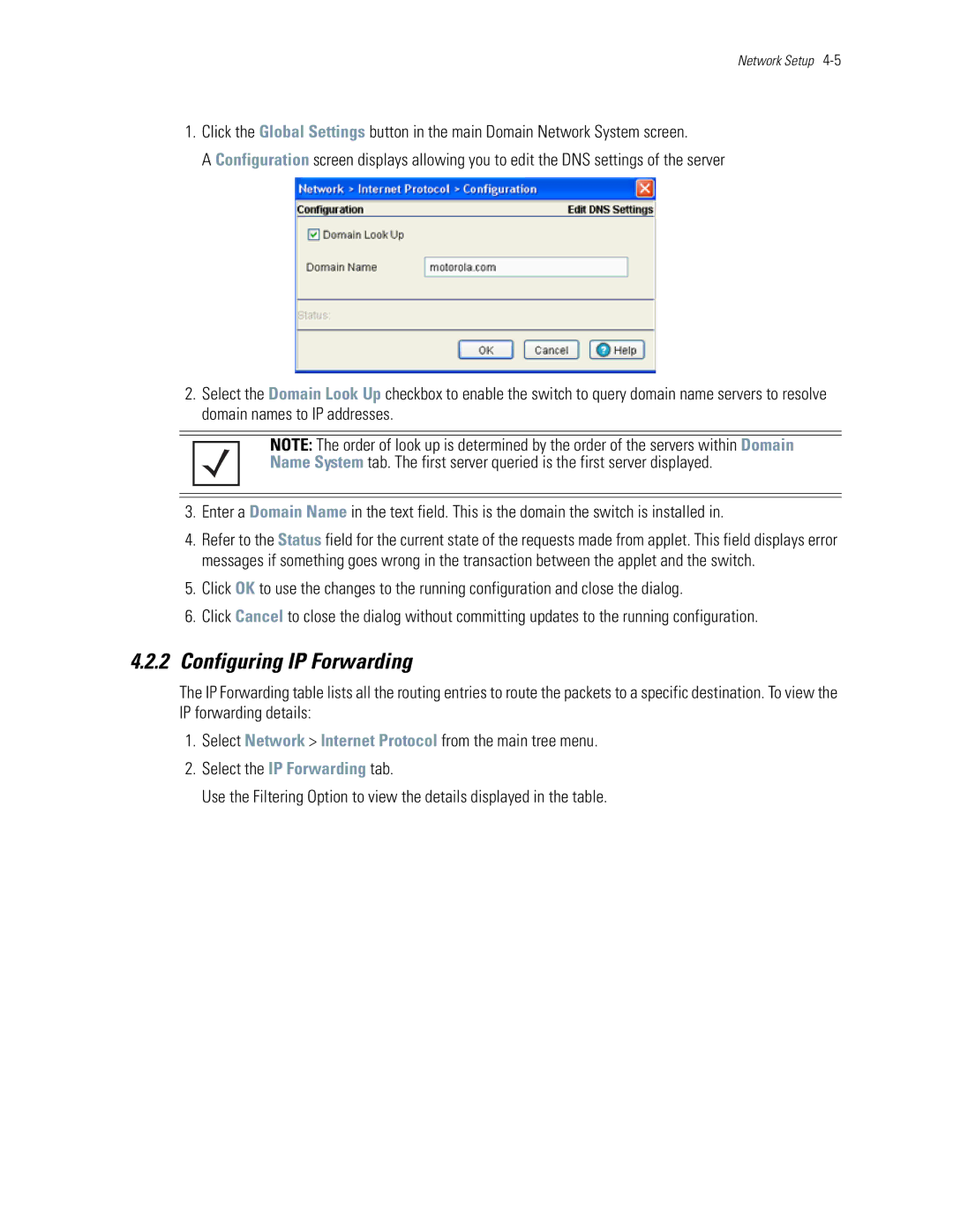 Motorola WS5100 manual Configuring IP Forwarding 