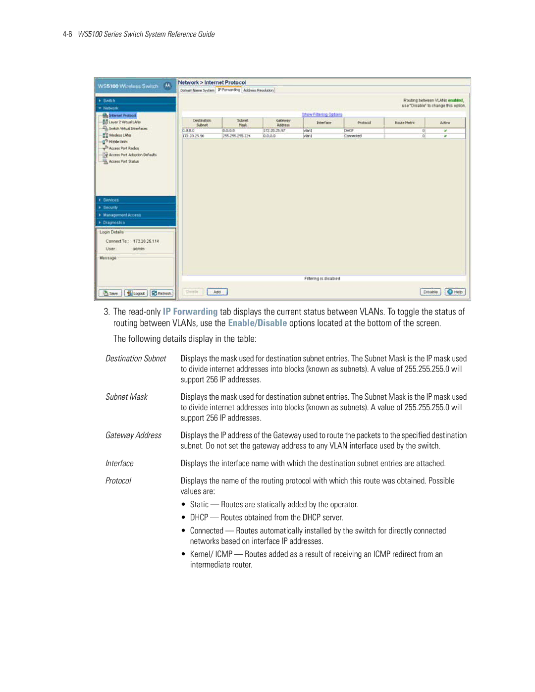 Motorola WS5100 manual Following details display in the table 