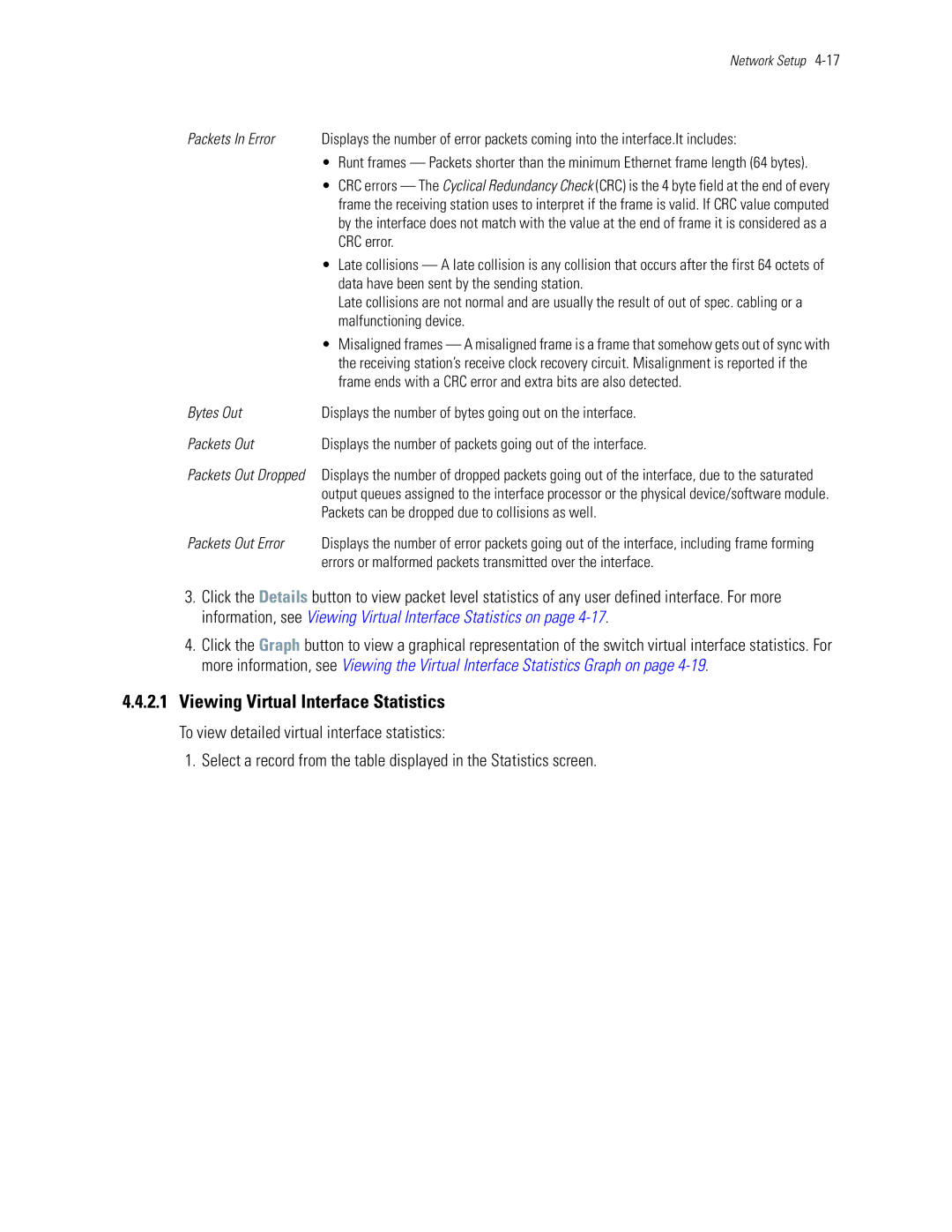 Motorola WS5100 manual Viewing Virtual Interface Statistics 