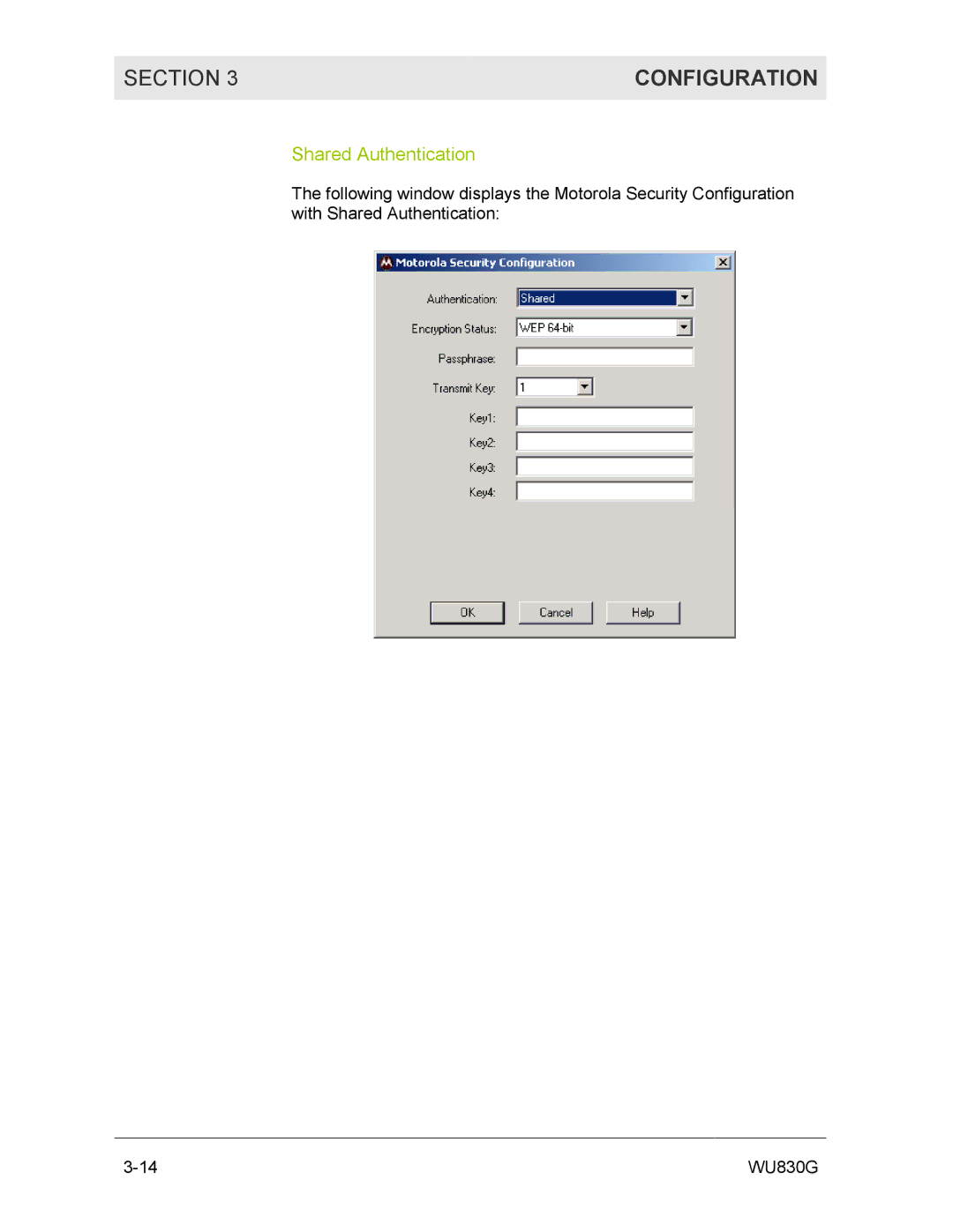 Motorola WU830G manual Shared Authentication 