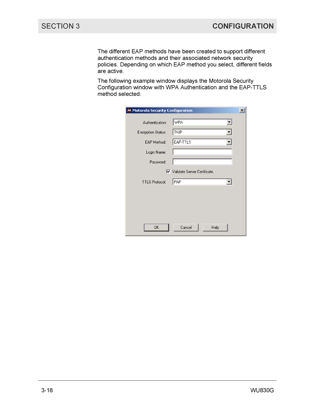 Motorola WU830G manual Configuration 