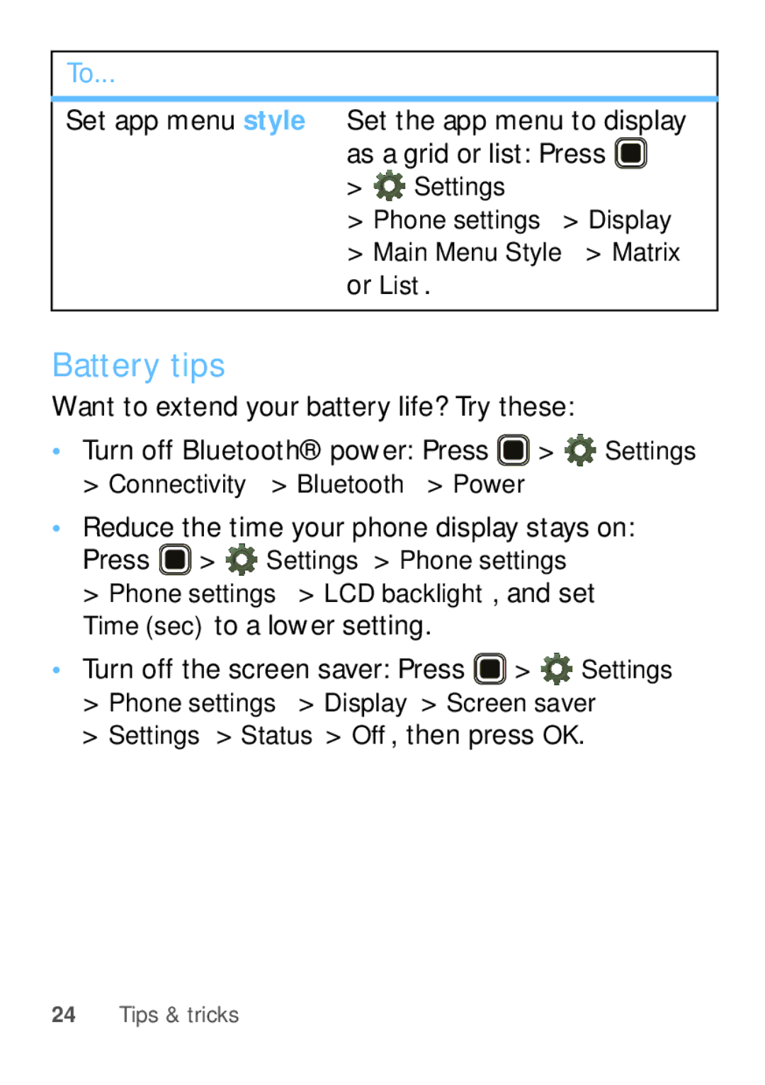 Motorola WX345 manual Battery tips 