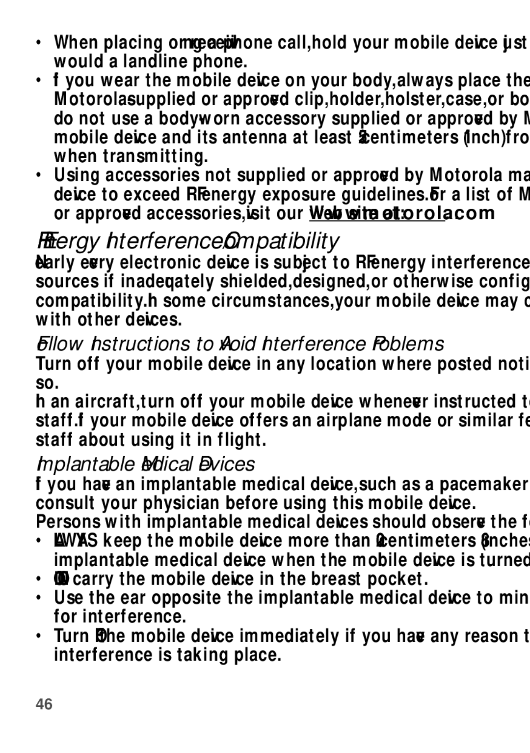 Motorola WX345 manual RF Energy Interference/Compatibility 