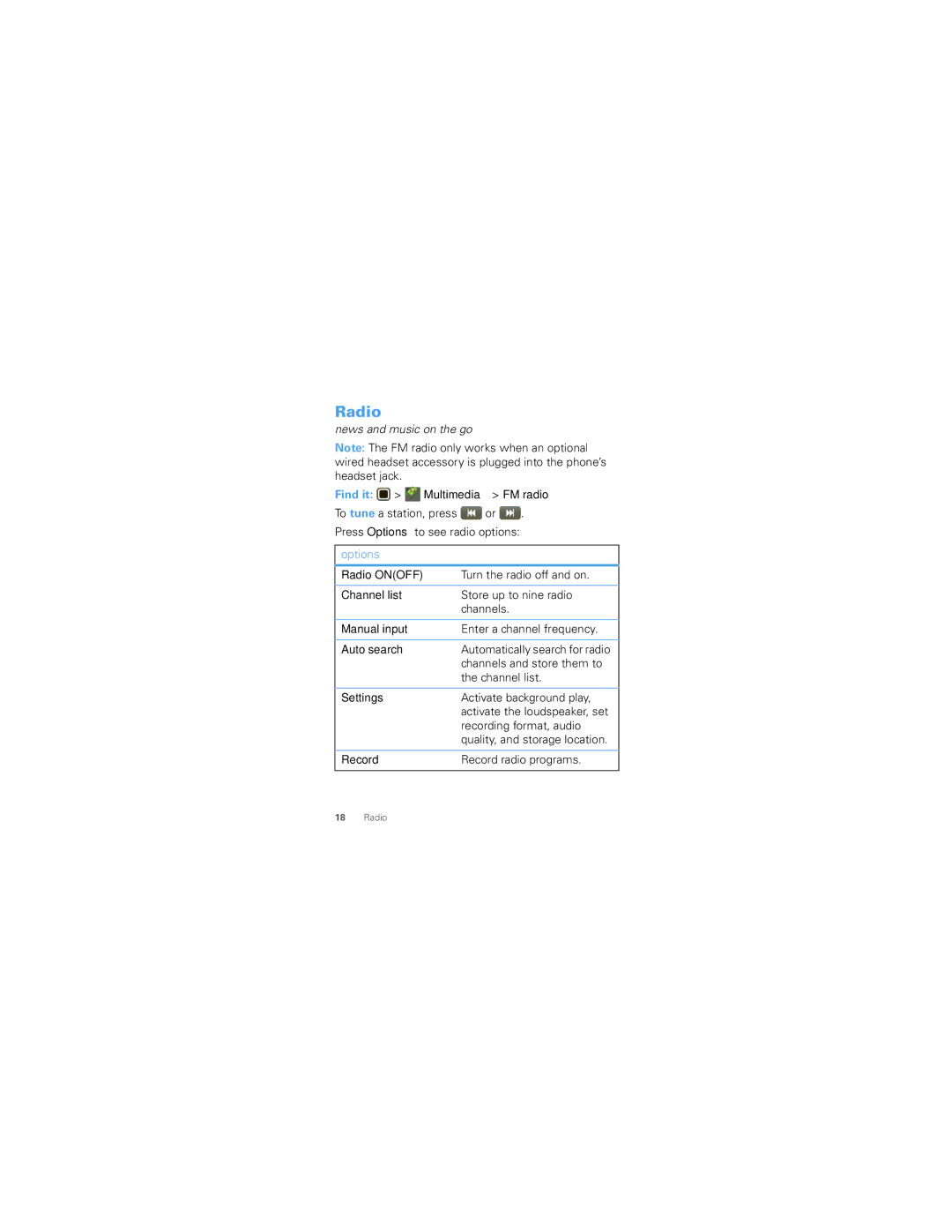 Motorola WX345 manual Radio 