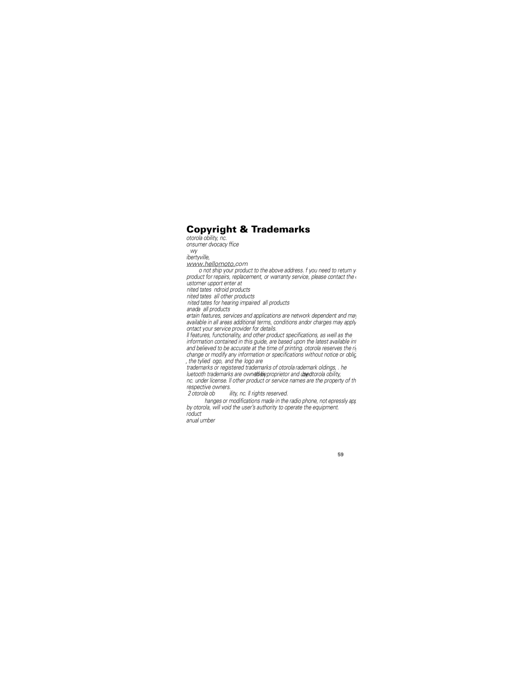 Motorola WX345 manual Copyright & Trademarks 