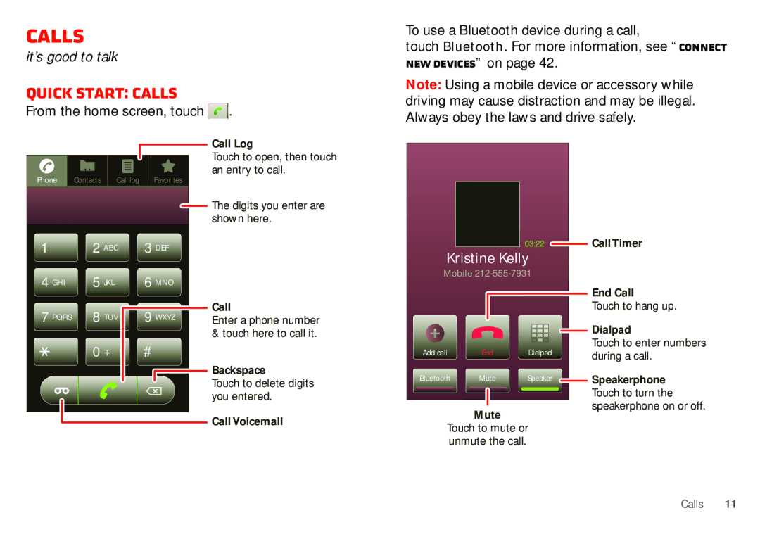 Motorola WX435 manual Quick start Calls 