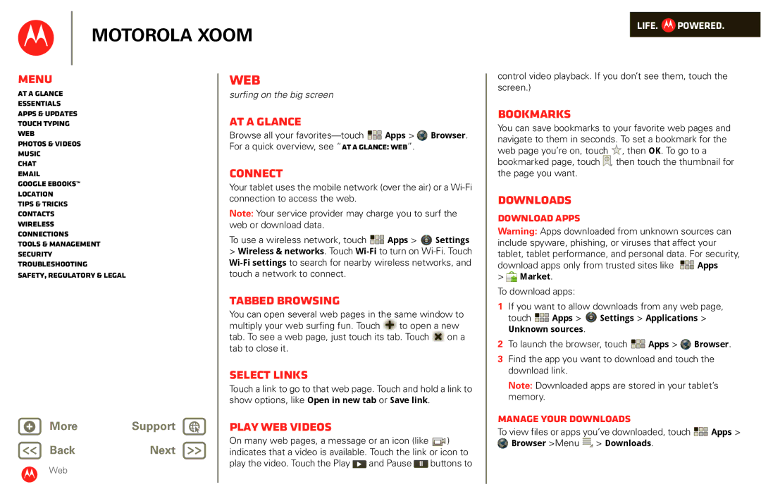 Motorola XOOM manual Web 