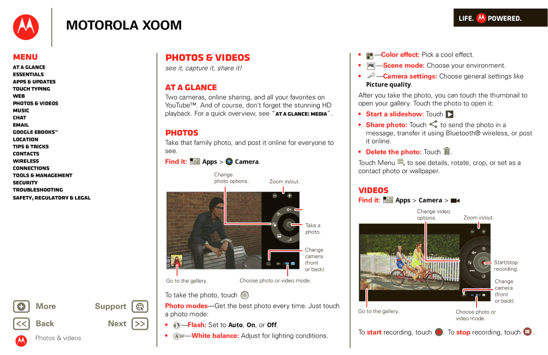 Motorola XOOM manual Photos & videos, Videos, To start recording, touch To stop recording, touch 