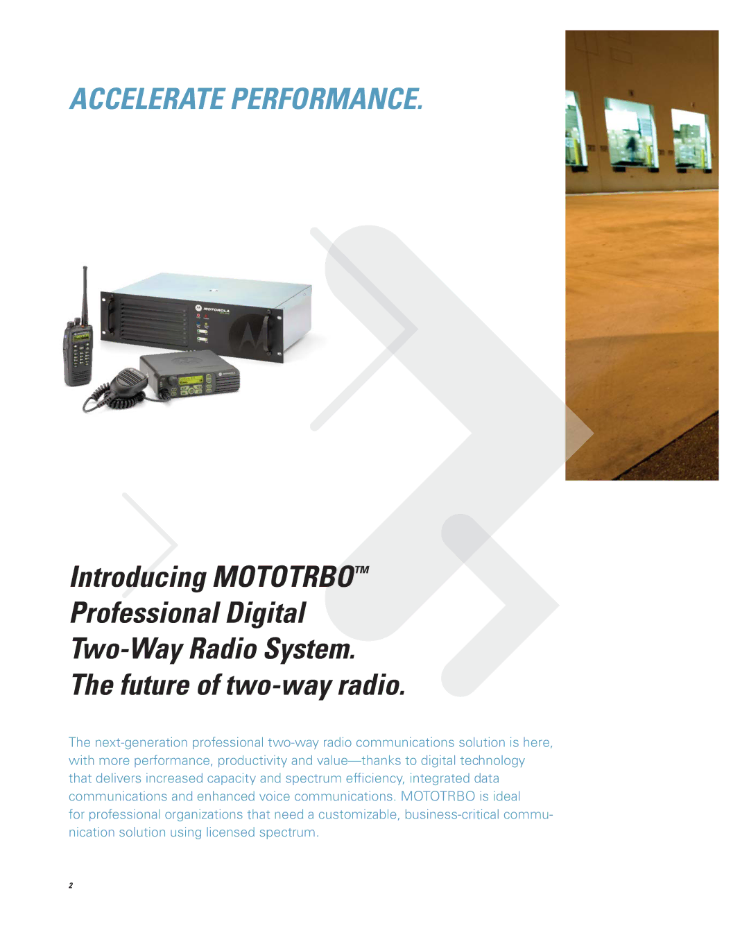 Motorola XPR 4350, XPR 4550, XPR 4500, XPR T4300 brochure Accelerate Performance 