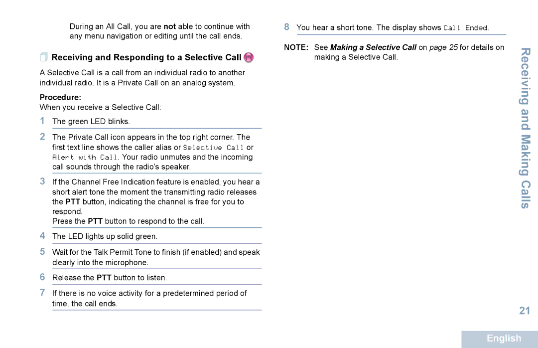 Motorola XPR 5550 manual  Receiving and Responding to a Selective Call, Making a Selective Call 